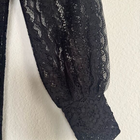 NWOT Express Elegant Black Lace Dress Mock Neck Size S - Picture 4 of 15